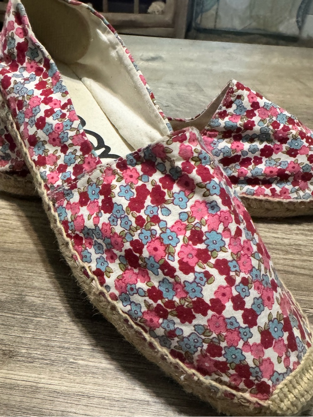 Sam Edelman Pink & Blue Floral Espadrille Slip-Ons